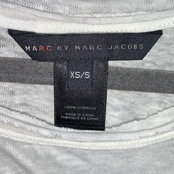MARC JACOBS WHITE TEESHIRT MARC BY MARC JACOBS (SZ M/L) LINEN POCKET TEE - Picture 5 of 7